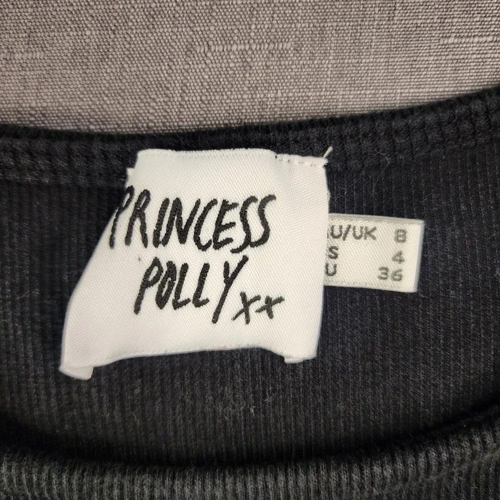 Princess Polly Ribbed Mini Dress Black Short Sleeve Skater Goth Grunge Basic S 4